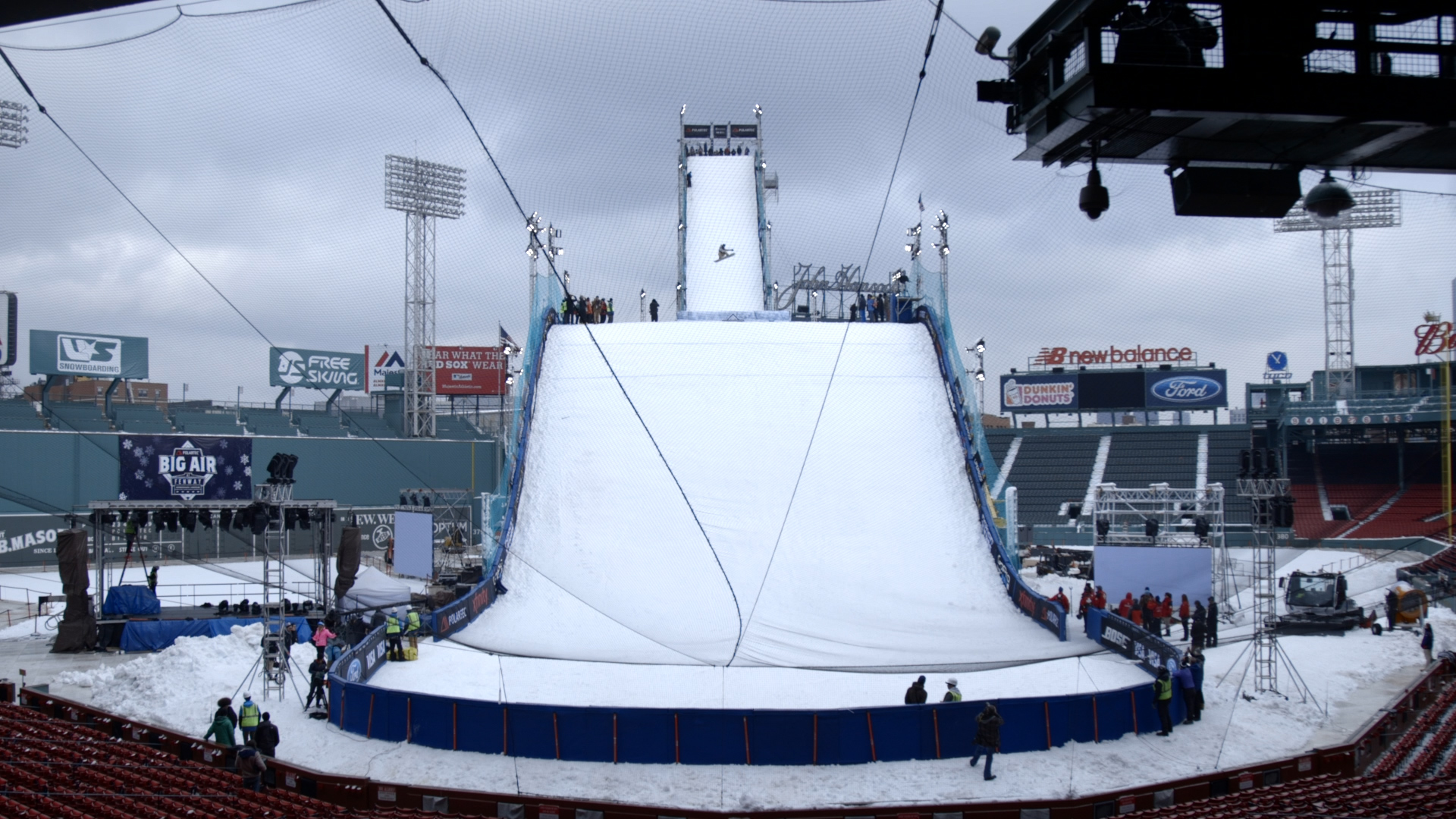 This huge snow ramp in Fenway Park is 4 times as tall as the Green